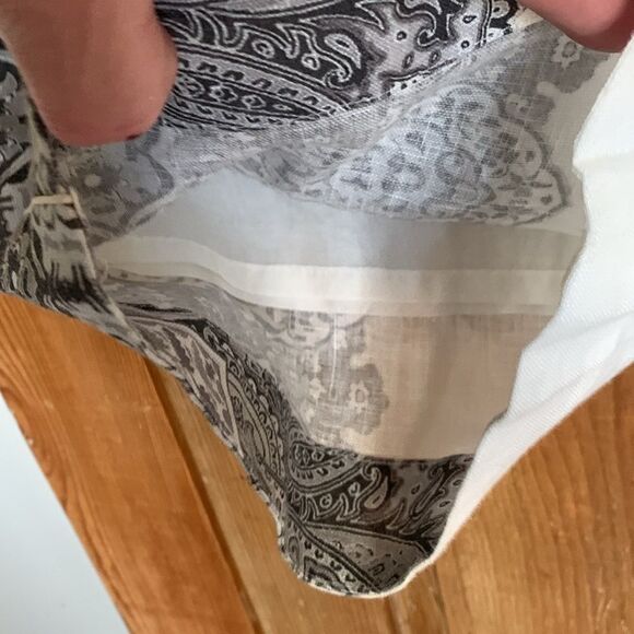 Johnny Was black/white paisley print linen/silk high waisted wide leg slacks - Picture 7 of 13